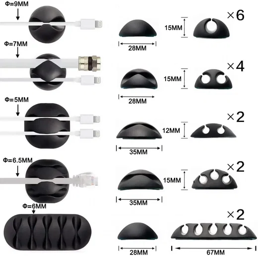 16 Pack Zelfklevende Plakbare Kabelclips Kabelklemmen Zwart afbeelding 7