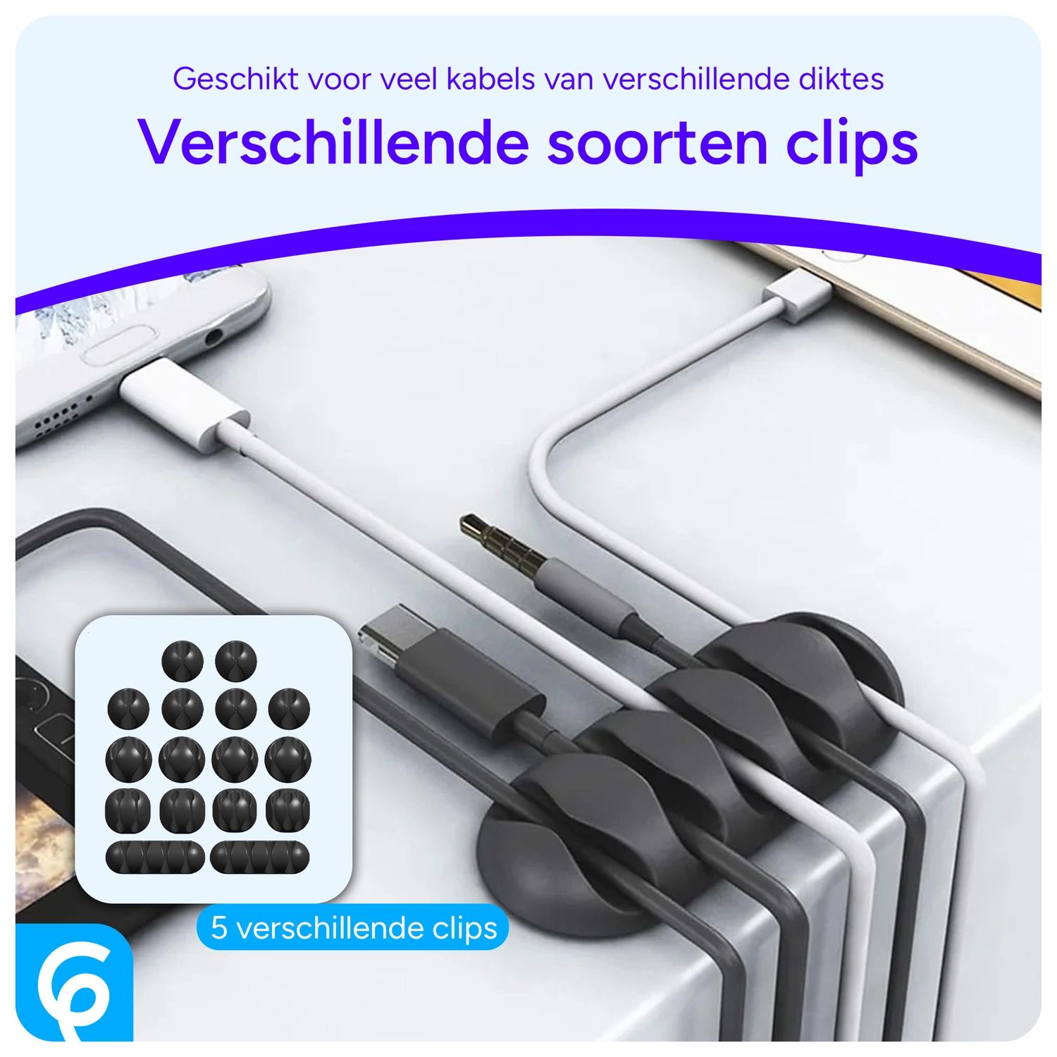 16 Pack Zelfklevende Plakbare Kabelclips Kabelklemmen Zwart afbeelding 2
