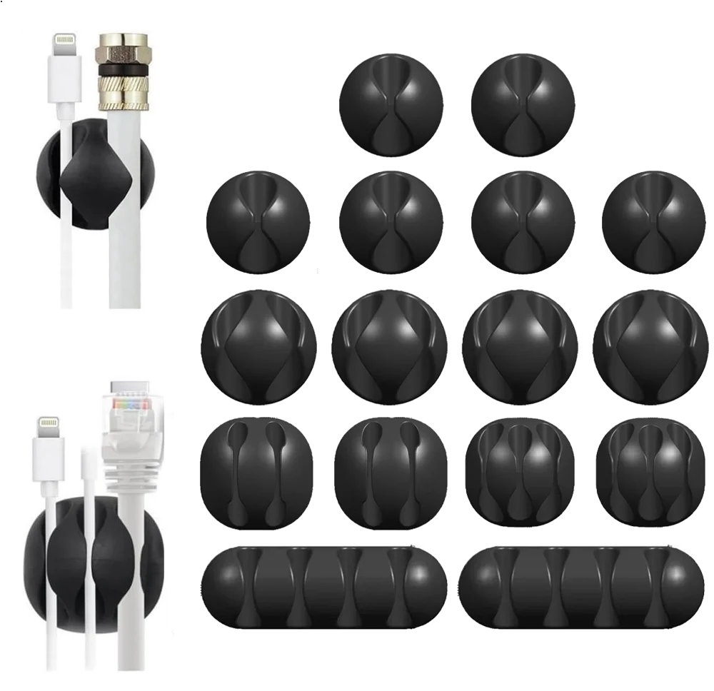 16 Pack Zelfklevende Plakbare Kabelclips Kabelklemmen Zwart afbeelding 1
