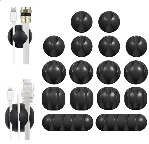 16 Pack Zelfklevende Plakbare Kabelclips Kabelklemmen Zwart afbeelding 1