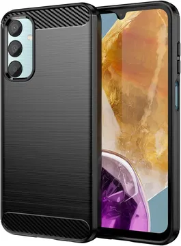 Samsung Galaxy M55 Hoesje Geborsteld TPU Flexibele Back Cover Zwart