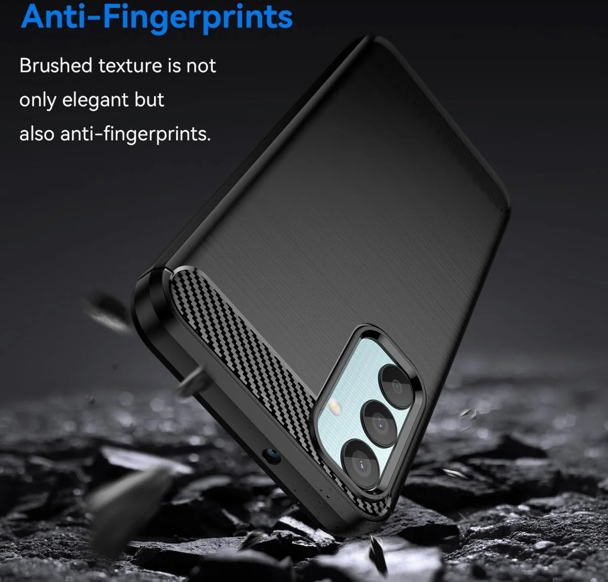 Samsung Galaxy M55 Hoesje Geborsteld TPU Flexibele Back Cover Zwart afbeelding 4