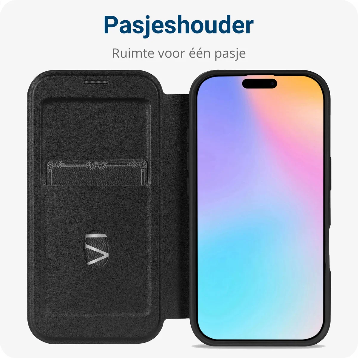 Apple iPhone 16 Hoesje met MagSafe Book Case Transparant / Zwart afbeelding 5