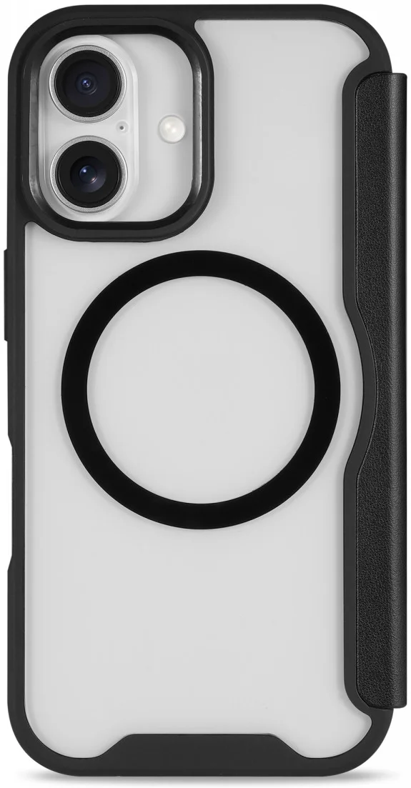 Apple iPhone 16 Hoesje met MagSafe Book Case Transparant / Zwart afbeelding 6