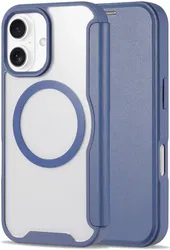 Apple iPhone 16 Hoesje met MagSafe Book Case Transparant / Blauw afbeelding