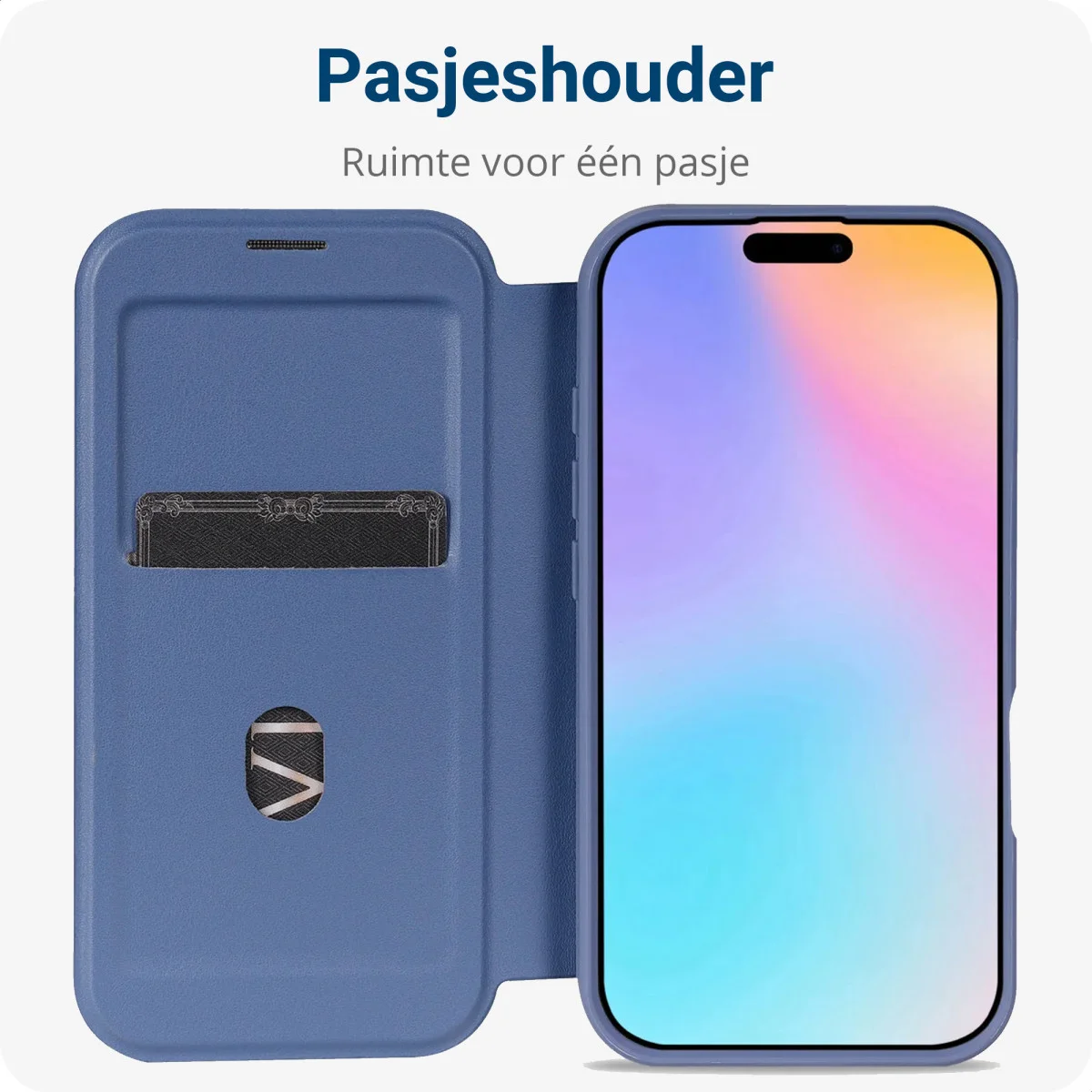 Apple iPhone 16 Hoesje met MagSafe Book Case Transparant / Blauw afbeelding 5