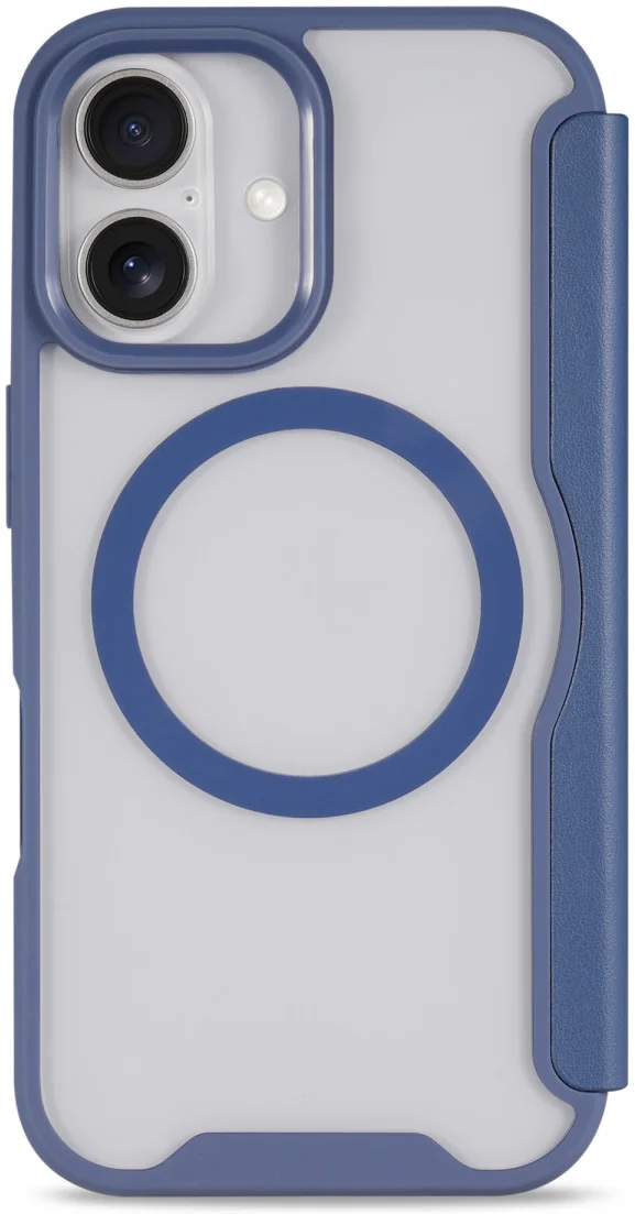 Apple iPhone 16 Hoesje met MagSafe Book Case Transparant / Blauw afbeelding 6