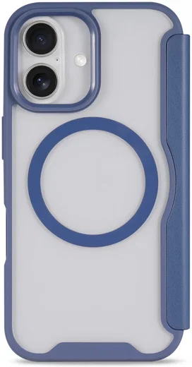 Apple iPhone 16 Hoesje met MagSafe Book Case Transparant / Blauw afbeelding 6