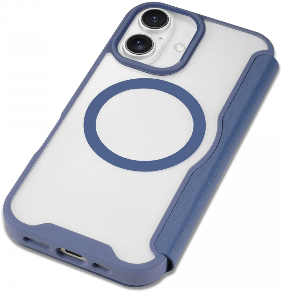 Apple iPhone 16 Hoesje met MagSafe Book Case Transparant / Blauw afbeelding 9