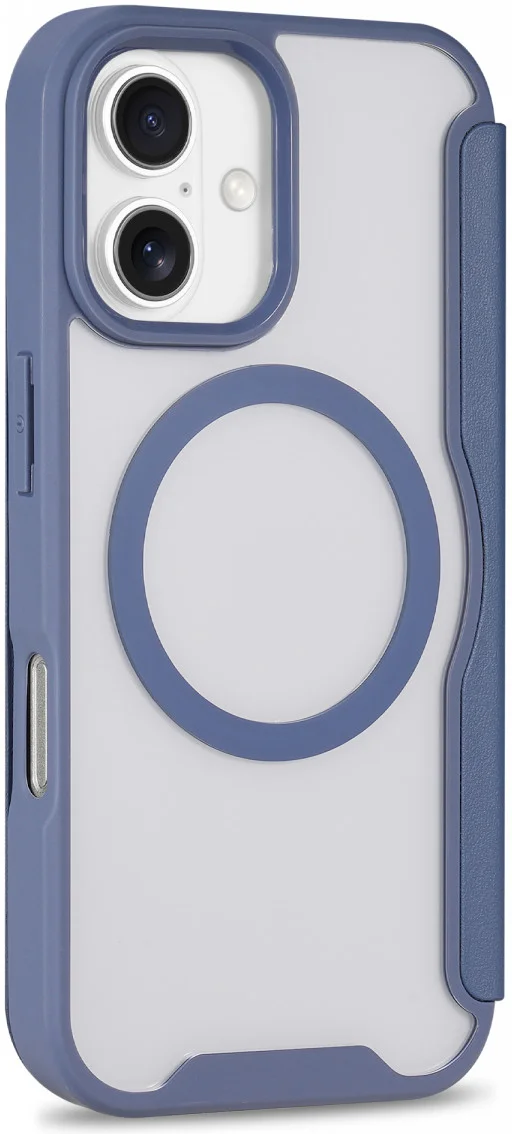 Apple iPhone 16 Hoesje met MagSafe Book Case Transparant / Blauw afbeelding 10