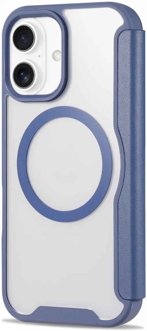 Apple iPhone 16 Hoesje met MagSafe Book Case Transparant / Blauw afbeelding 11