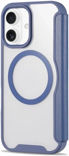 Apple iPhone 16 Hoesje met MagSafe Book Case Transparant / Blauw afbeelding 11