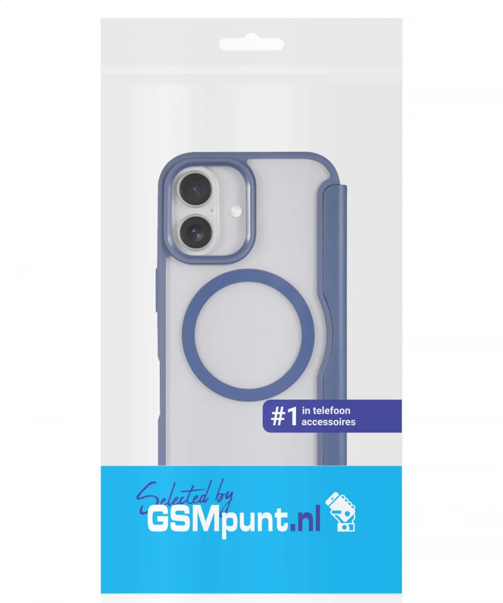 Apple iPhone 16 Hoesje met MagSafe Book Case Transparant / Blauw afbeelding 13