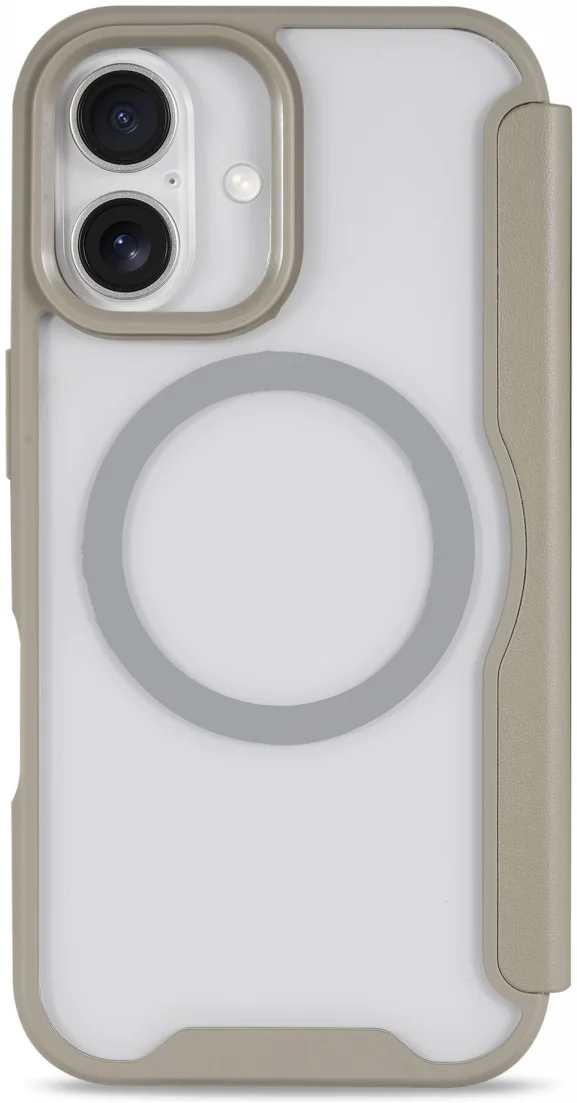 Apple iPhone 16 Hoesje met MagSafe Book Case Transparant / Beige afbeelding 6