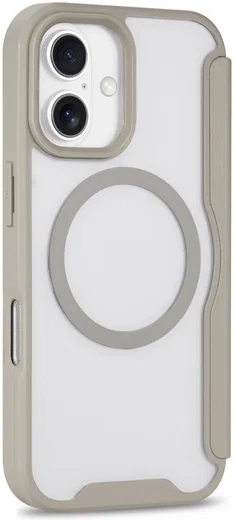 Apple iPhone 16 Hoesje met MagSafe Book Case Transparant / Beige afbeelding 9