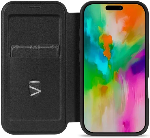 Apple iPhone 16 Pro Hoesje met MagSafe Book Case Transparant / Zwart afbeelding 9