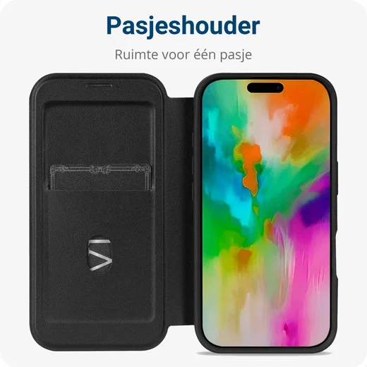 Apple iPhone 16 Pro Hoesje met MagSafe Book Case Transparant / Zwart afbeelding 5