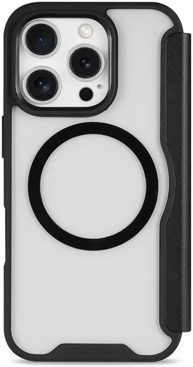Apple iPhone 16 Pro Hoesje met MagSafe Book Case Transparant / Zwart afbeelding 8