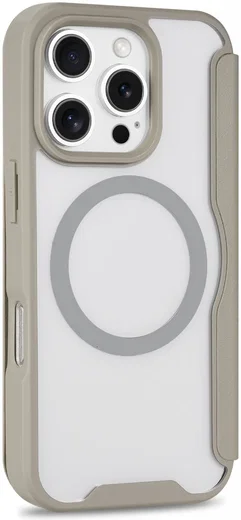 Apple iPhone 16 Pro Hoesje met MagSafe Book Case Transparant / Beige afbeelding 10