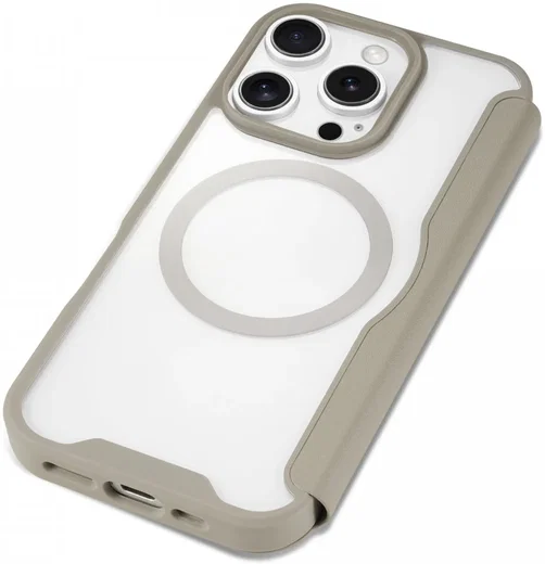 Apple iPhone 16 Pro Hoesje met MagSafe Book Case Transparant / Beige afbeelding 12