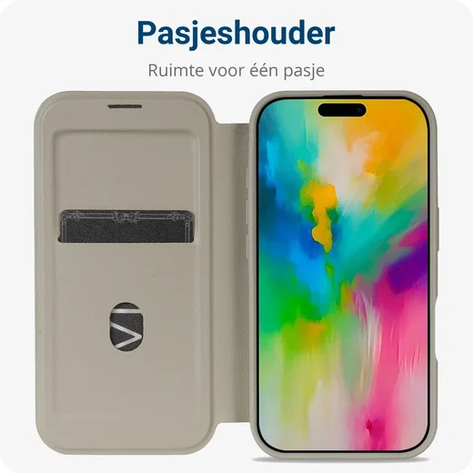 Apple iPhone 16 Pro Hoesje met MagSafe Book Case Transparant / Beige afbeelding 3