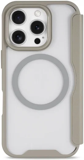 Apple iPhone 16 Pro Hoesje met MagSafe Book Case Transparant / Beige afbeelding 8