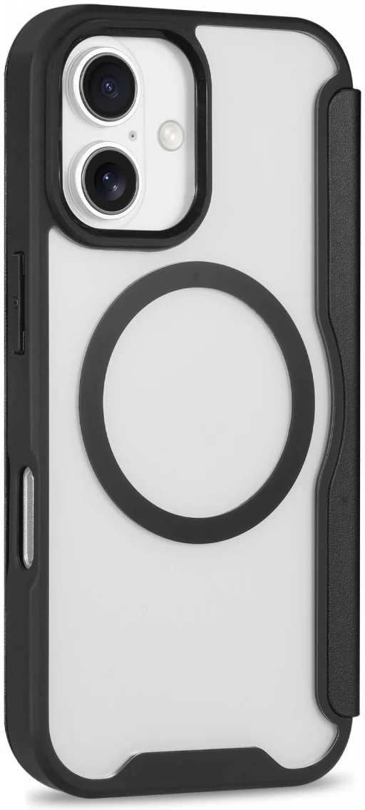 Apple iPhone 16 Plus Hoesje met MagSafe Book Case Transparant / Zwart afbeelding 6