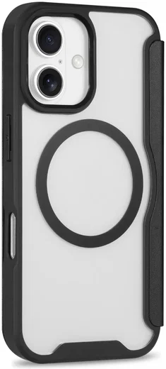 Apple iPhone 16 Plus Hoesje met MagSafe Book Case Transparant / Zwart afbeelding 6