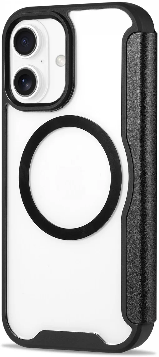Apple iPhone 16 Plus Hoesje met MagSafe Book Case Transparant / Zwart afbeelding 8