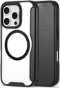 Apple iPhone 16 Pro Max Hoesje met MagSafe Book Case Transparant / Zwart