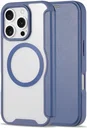 Apple iPhone 16 Pro Max Hoesje met MagSafe Book Case Transparant / Blauw