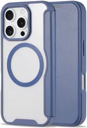 Apple iPhone 16 Pro Max Hoesje met MagSafe Book Case Transparant / Blauw afbeelding
