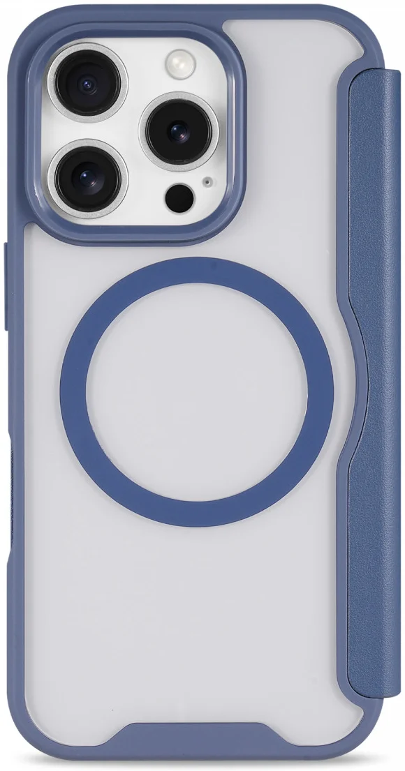 Apple iPhone 16 Pro Max Hoesje met MagSafe Book Case Transparant / Blauw afbeelding 2