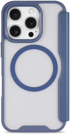 Apple iPhone 16 Pro Max Hoesje met MagSafe Book Case Transparant / Blauw afbeelding 2