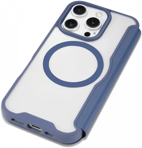Apple iPhone 16 Pro Max Hoesje met MagSafe Book Case Transparant / Blauw afbeelding 5
