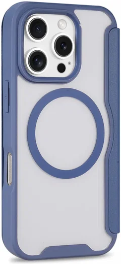 Apple iPhone 16 Pro Max Hoesje met MagSafe Book Case Transparant / Blauw afbeelding 6