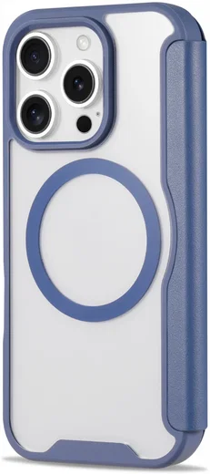 Apple iPhone 16 Pro Max Hoesje met MagSafe Book Case Transparant / Blauw afbeelding 8