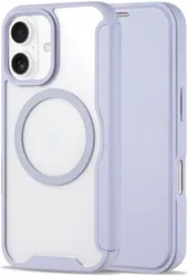 Apple iPhone 16 Hoesje met MagSafe Book Case Transparant / Paars afbeelding