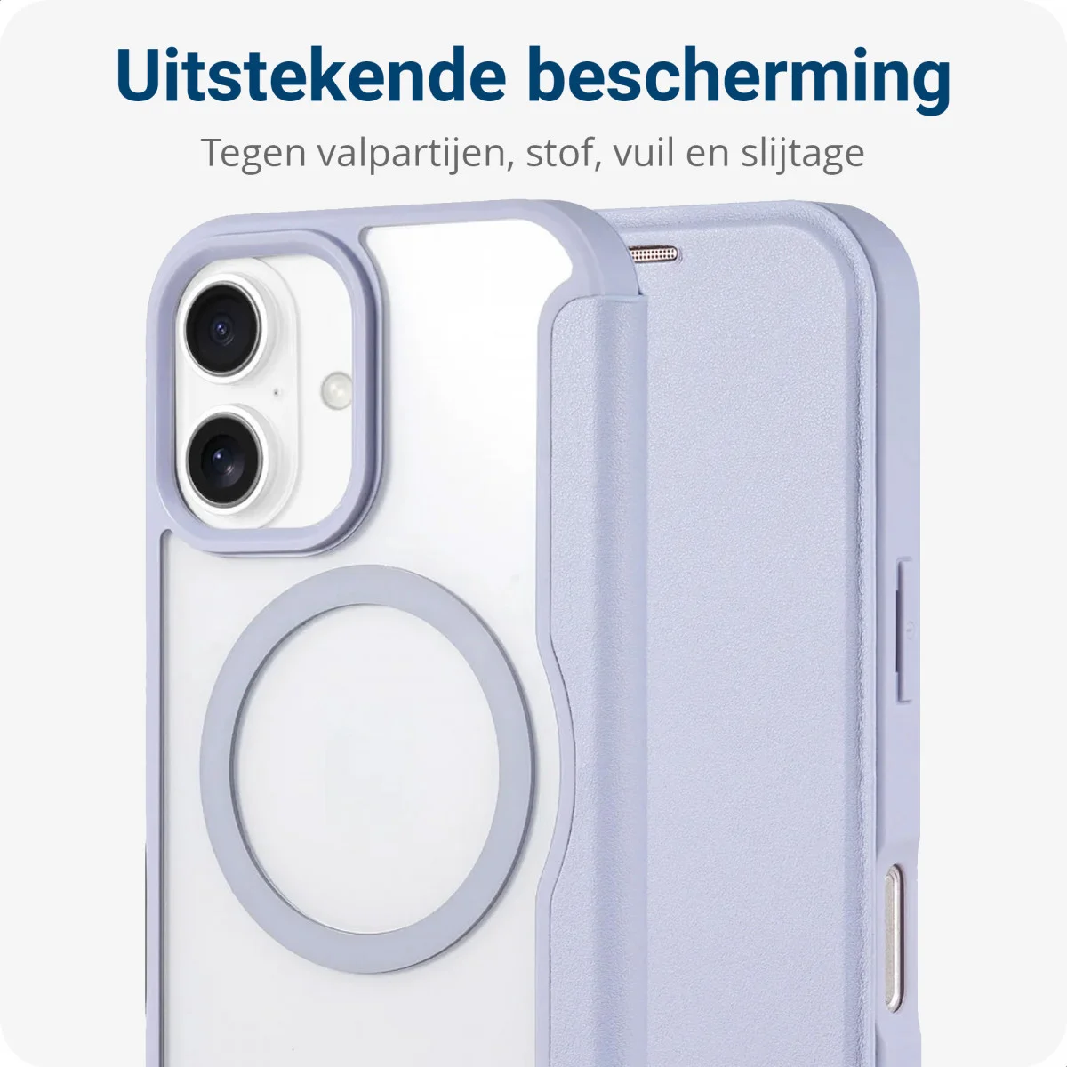 Apple iPhone 16 Hoesje met MagSafe Book Case Transparant / Paars afbeelding 3