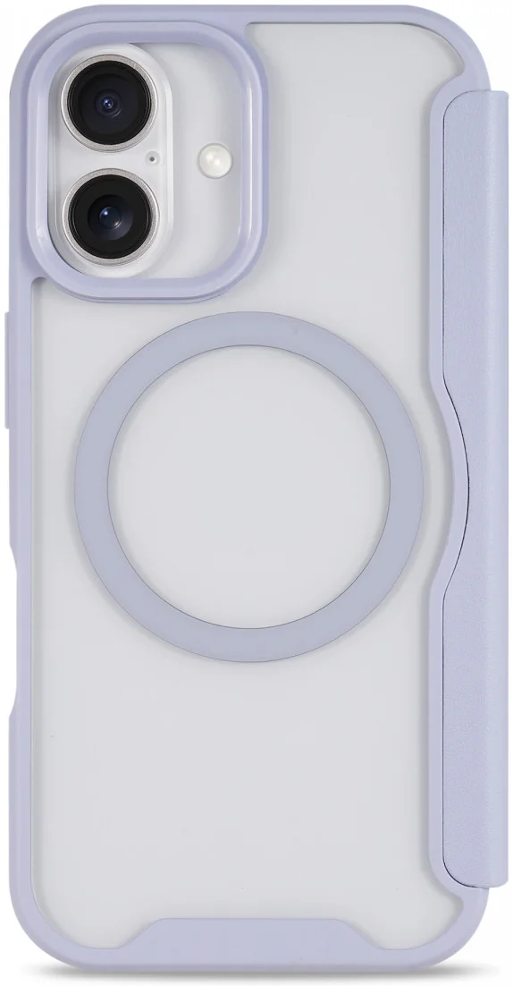 Apple iPhone 16 Hoesje met MagSafe Book Case Transparant / Paars afbeelding 6