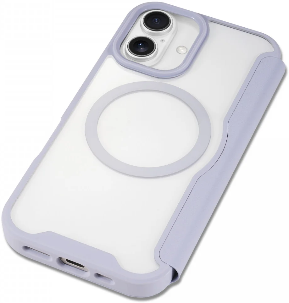 Apple iPhone 16 Hoesje met MagSafe Book Case Transparant / Paars afbeelding 9