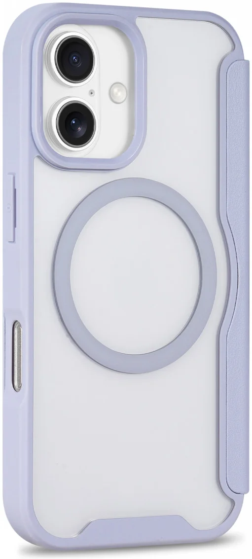 Apple iPhone 16 Hoesje met MagSafe Book Case Transparant / Paars afbeelding 10