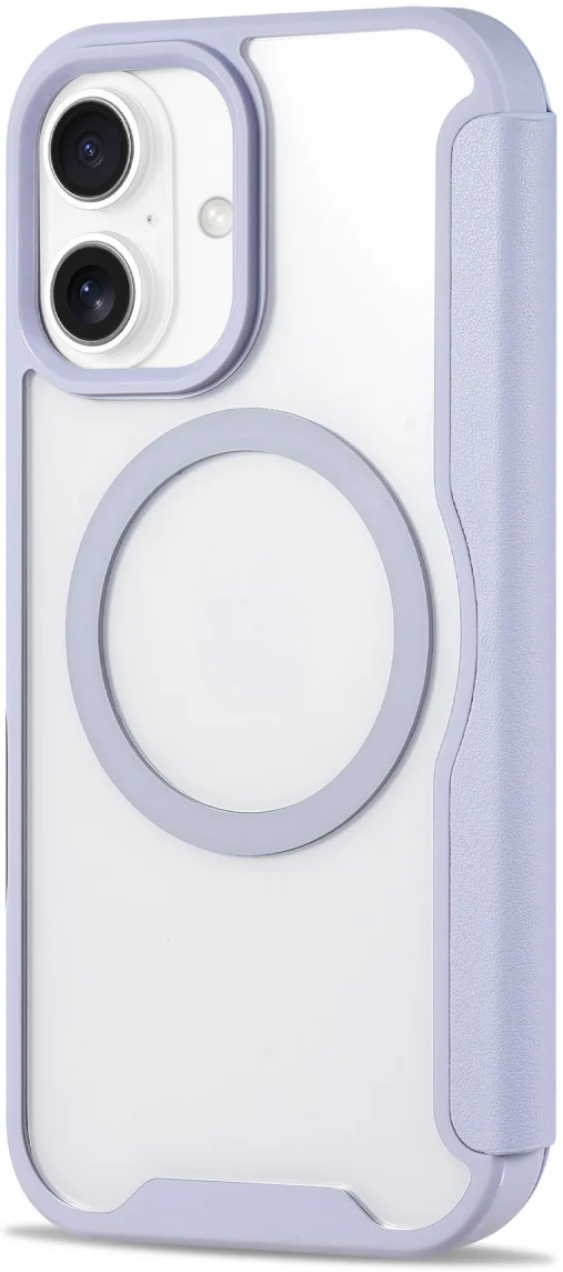 Apple iPhone 16 Hoesje met MagSafe Book Case Transparant / Paars afbeelding 12