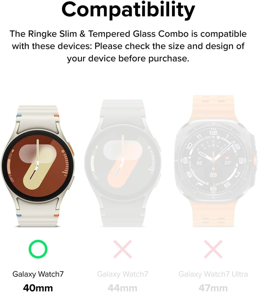 Ringke Slim Hoesje + Tempered Glass - Samsung Galaxy Watch 7 40MM - Matte Clear afbeelding 2