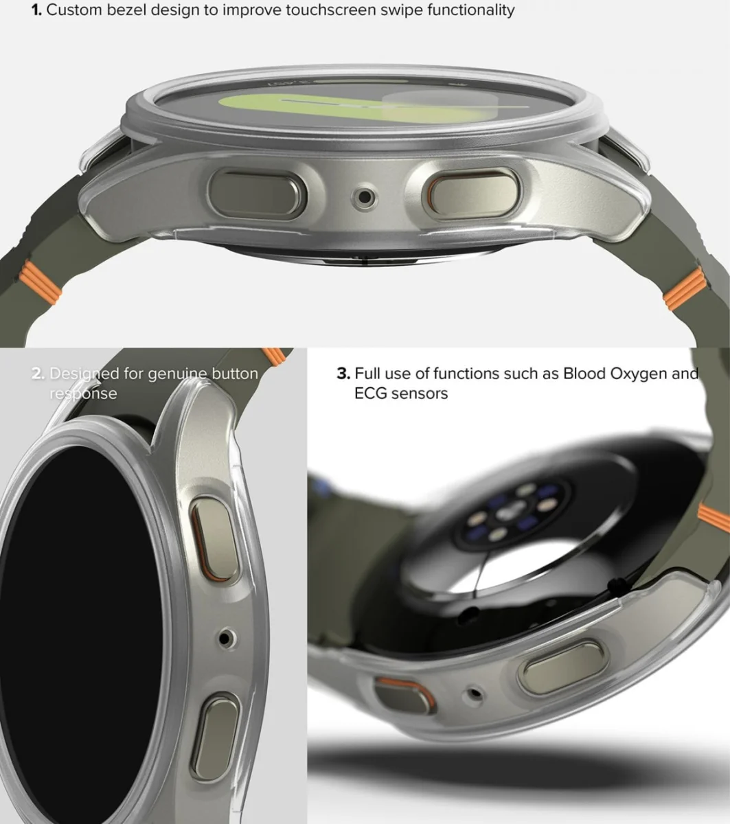 Ringke Slim Hoesje + Tempered Glass - Samsung Galaxy Watch 7 40MM - Matte Clear afbeelding 9