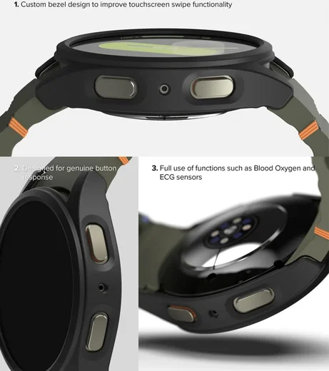 Ringke Slim Hoesje + Tempered Glass - Samsung Galaxy Watch 7 40MM - Matte Zwart afbeelding 9