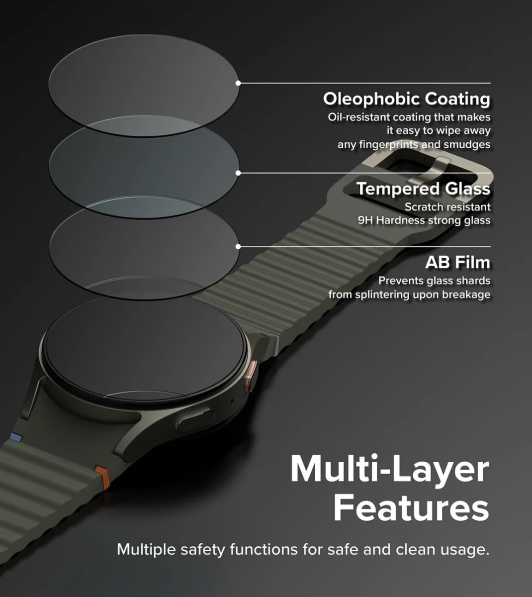 Ringke Slim Hoesje + Tempered Glass - Samsung Galaxy Watch 7 44MM - Transparant afbeelding 8