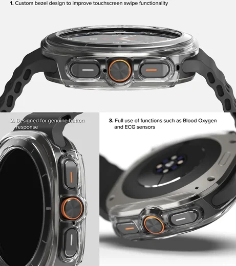 Ringke Slim Hoesje + Tempered Glass - Samsung Galaxy Watch Ultra - Transparant afbeelding 9