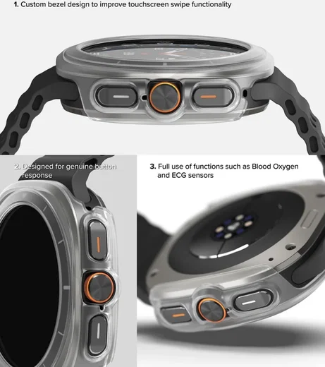 Ringke Slim Hoesje + Tempered Glass - Samsung Galaxy Watch Ultra - Matte Clear afbeelding 9