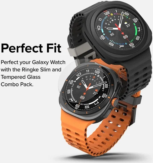 Ringke Slim Hoesje + Tempered Glass - Samsung Galaxy Watch Ultra - Matte Zwart afbeelding 4